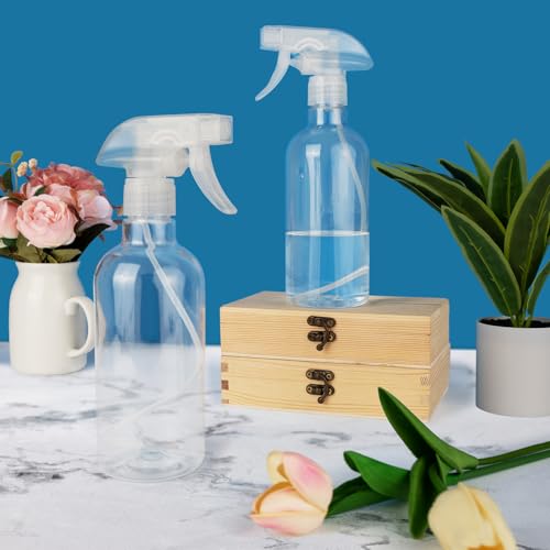 DIYSELF 2 Pack 16.9 oz (500 ml) Clear Spray Bottles - Heavy-Duty, Adjustable Nozzle