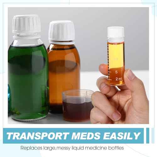 Baderke 4 Pcs Liquid Medicine Travel Container Scale Glass Liquid Containers Small Single Dose Medicine Bottles Dispenser and Leak-proof Plug Travel Essentials Accessories(Clear,15ml)
