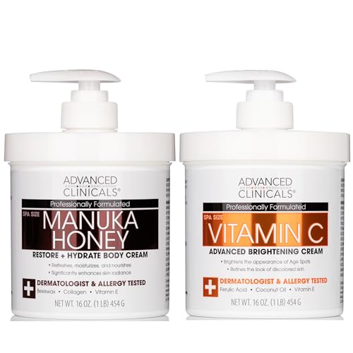 Advanced Clinicals Manuka Honey Hydrating Cream + Vitamin C Brightening Cream Set