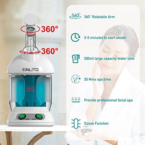 KINLITO Facial Steamer with Ozone - Nano Ionic Warm Mist Spa
