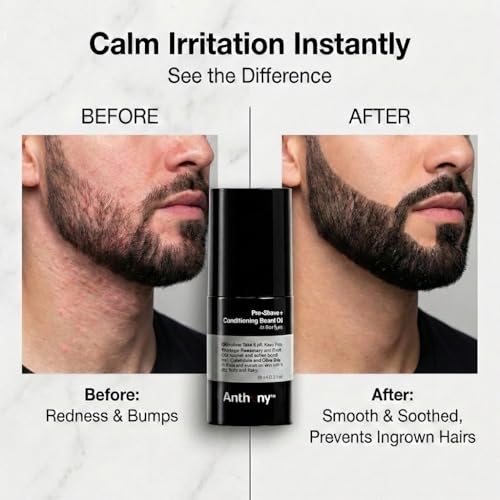 Anthony Pre-Shave and Conditioning Beard Oil, 2 Fl Oz, Contains Rosemary, Basil, Olive and Calendula Oils, Hydrates, Softens, Nourishes, and Conditions Skin
