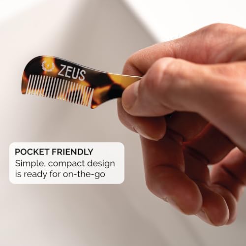 ZEUS Handmade Saw-Cut Mustache Comb for Men, Fine Tooth, Durable, Hand Polished Pocket Beard Comb, Grooming Essential (3 PACK) Traditional