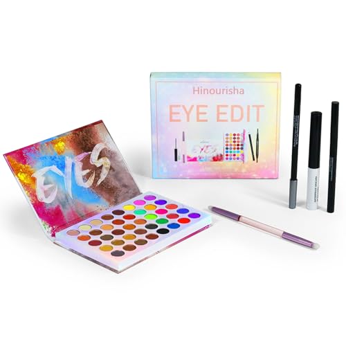 40 Color Eyeshadow Palette Kit with Eyeliner, Mascara & Brushes
