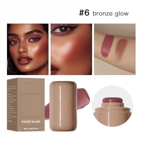Matte Blush Stick - Creamy, Long-Lasting, Buildable (06 Bronze Glow)