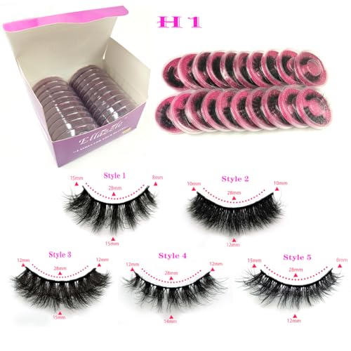 False Eyelashes 20 Pairs Mink Eyelashes Wispy Lashes 15mm Natural Looking Eyelashes(H1)