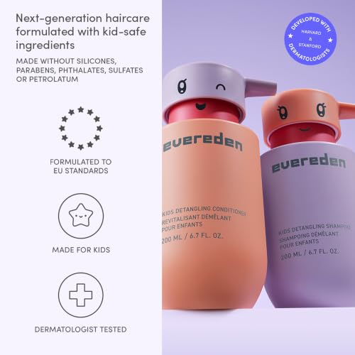 Evereden Kids Detangling Shampoo & Conditioner Set - Shampoo + Conditioner, Dermatologist-Tested, Vegan