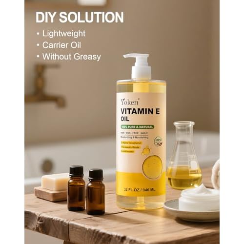 Vitamin E Oil 32 Fl Oz Vitamin E oil for Skin Bulk Vitamine oils for Face Perfect DIY Bath and Body Oil Cold Pressed Hexane Free Non-GMO Gluten Free Formula