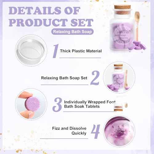 Pedicure Foot Spa Tablets 10 Oz Plastic Bath Salts Jar Foot Soak Tablets Manicure Soak Balls Softens Skin Botanicals Lavender Essential Oil Fast Dissolving Pedicure Supplies