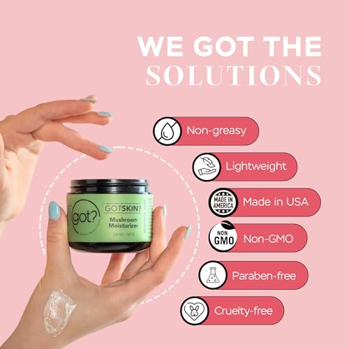 Got? Mushroom Face Moisturizer with Reishi, Chaga, Cordyceps & Lion¡¯s Mane, Shea Butter + Vitamin E, Fast Absorbing Cream for Men & Women, 3.8 oz