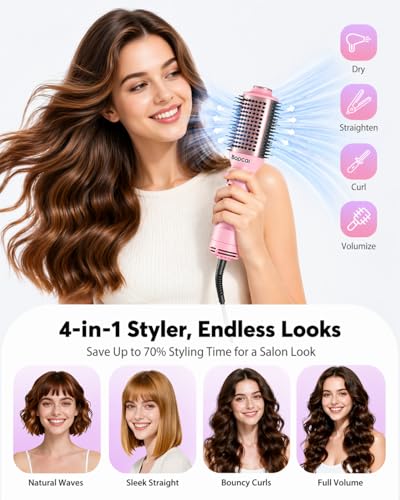 Travel Hair Dryer Brush 2-in-1 Blow Dryer - Dual Voltage 120V-240V