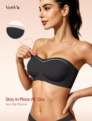 Vertvie Women's Strapless Push-Up Silicone Bandeau Bra