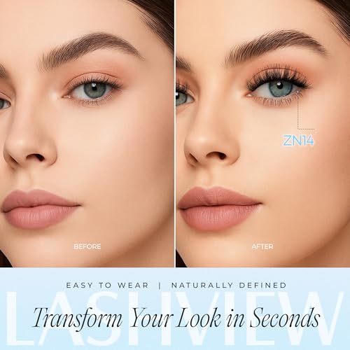 LASHVIEW Self Adhesive Eyelashes 5 Pairs Cat Eye Wispy Self-adhesive False Lashes Reusable Natural Look Press On Lashes No Glue Need Eyelashes with Replacement Adhesive Strips (ZN14)