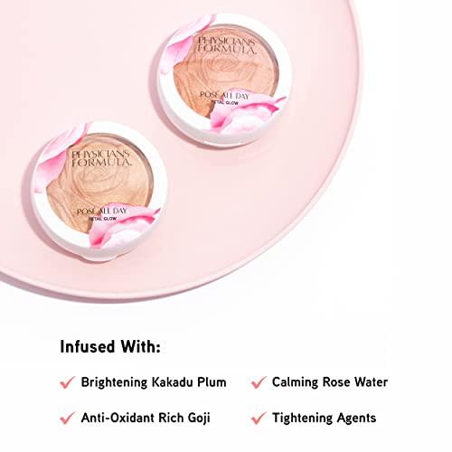 Physicians Formula Ros? All Day Highlighter Blush Face Powder, Blush Petal Glow, Shimmering Rose, Dermatologist Tested, Clinicially Tested (Pack of 2)