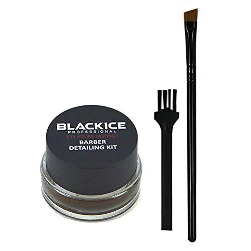 Black- Ice Barber Detailing Kit Enhance Beard & Mustache Sharp Hairline Brush Color (Charcoal Black)