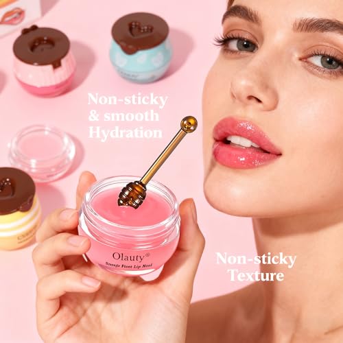 6PCS Honey Pot Bee Lip Balm Set - Moisturizing Lip Masks with Fruit Flavors