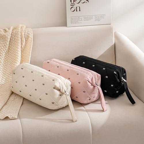 Large Quilted Hair Tools Travel Bag - Beige