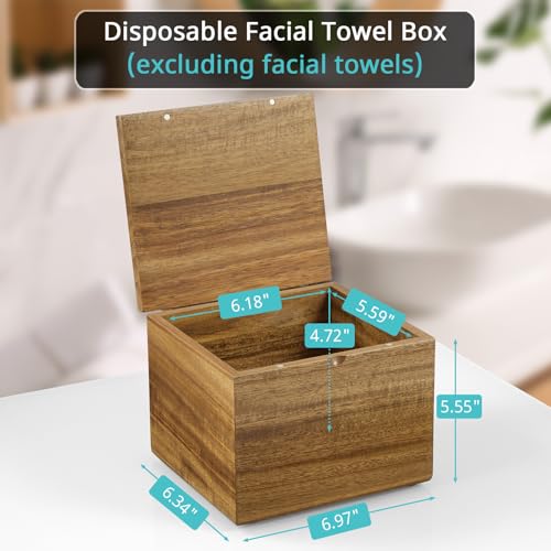 Acacia Wood Face Towel Holder with Lid | Bathroom Storage