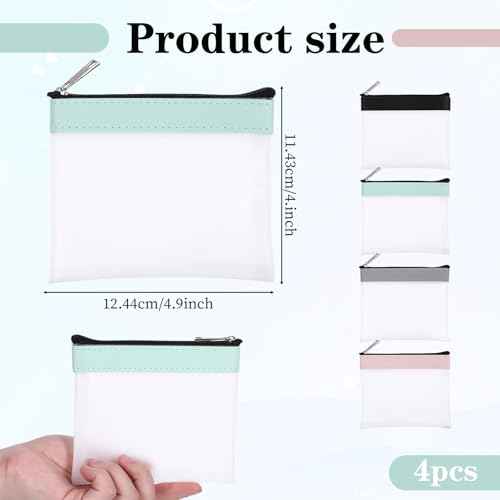 4 PCS Multicolor Strawberry Pattern Small Makeup Bag, 4.9x4.5 Inch, 4 Count, Cosmetic Bags, Zipper Closure, Female, Synthetic, Pouch