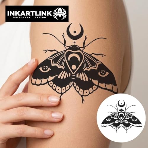 Gothic Moth Temporary Tattoo - Waterproof & Long-Lasting