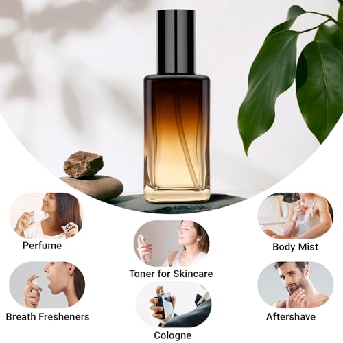 Segbeauty 3.4oz Empty Amber Glass Spray Bottle Refillable Travel Perfume Bottles, 4pcs Fine Mist Large Travel Spray Bottle for Hair, 100ml Sample Glass Atomizer Perfume Refill Bottles for Toiletries