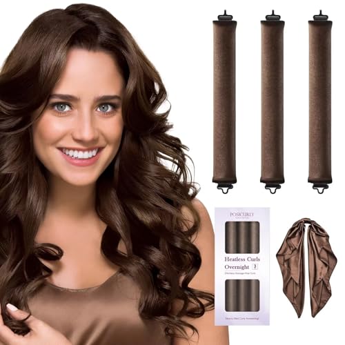 Posicurly 3-Piece Heatless Hair Curler Set - Satin Overnight Blowout Rods