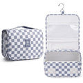 Narwey Grayish Blue Checkerboard Hanging Travel Toiletry Bag for Kids & Women