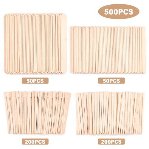 500pc Wood Waxing Sticks Assorted Sizes - Professional Hair Removal