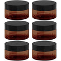 8 oz Amber Plastic Jars with Lids (6-Pack)
