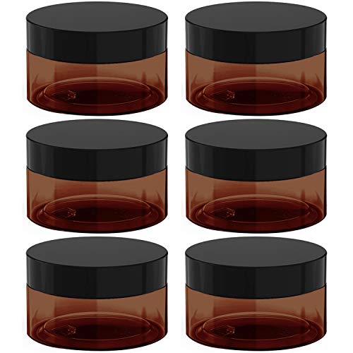 8 oz Amber Plastic Jars with Lids (6-Pack)