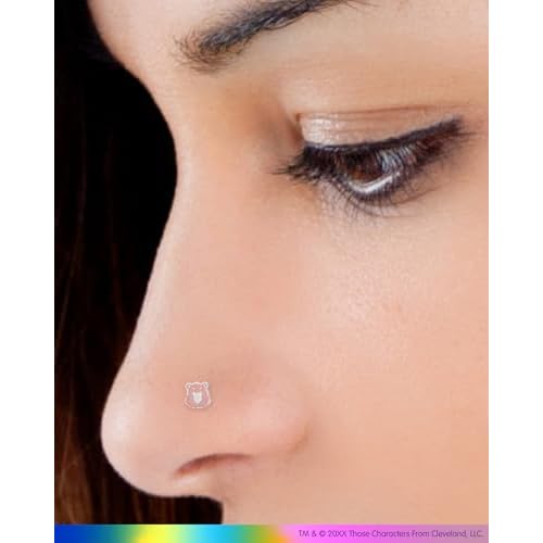 SALLY ROSE Care Bears Nose Stud, 316L Stainless Steel Nose Ring L Shaped Official License Cheer Bear Nose Piercings