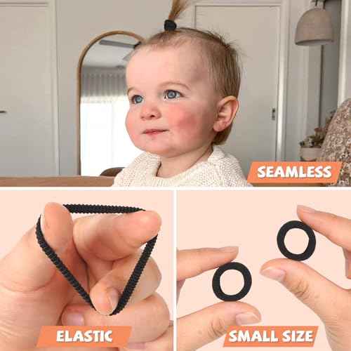 C?LLOT Baby Hair Ties, Nylon Toddler Hair Ties for Girls, Kids Seamless Hair Bands, Girls Elastic Ponytail Holders, Diameter 0.8 Inch(Black)