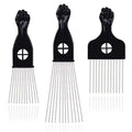 Black Metal Afro Pick Comb for Curly Hair Styling