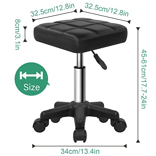 FURWOO Square Swivel Stool with Wheels - Height Adjustable Salon Massage