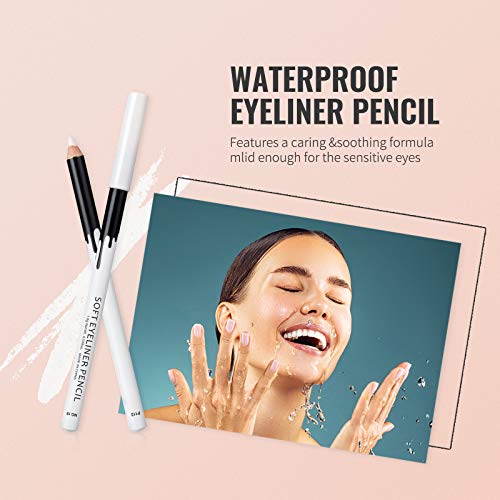 Erinde White Eyeliner Pencil Set - 12 Pack Waterproof