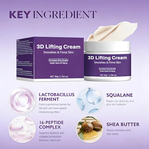3D Lifting Night Cream, Korean Anti-Aging Moisturizer with 17-Peptide Complex, Probiotic Facial Treatment for Face, Neck Wrinkles£¬1.7 fl oz