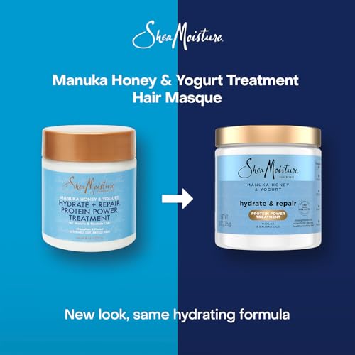 SheaMoisture Hair Mask 2-Pack, Manuka Honey & Yogurt Hydrate & Repair Protein Power Treatment, Deep Conditioner for Dry, Damaged Hair, 8 Oz Ea
