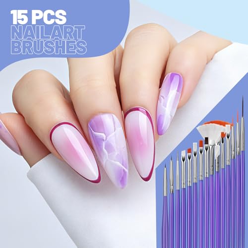 Teenitor Nail Art Tools Set - 23Pcs Brushes, 2 Magnetic Stands, 100 Adhesive Tabs