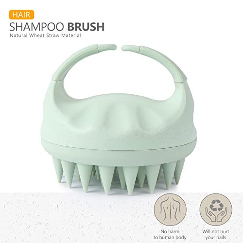 Wheat Straw Scalp Massager Brush with Silicone Bristles