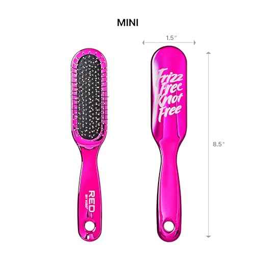 RED by Kiss Anti-Static & Anti-Frizz Wig Brush with Stainless Steel Knot-Free Bristles for Easy Detangling, Smooth Hair & Wigs Without Breakage or Snagging (Mini)