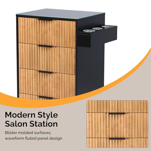 OmySalon Barber Station with Glass Top & 4 Drawers