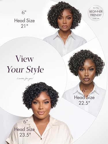 LUVME 6in Curly Pixie Wig - Glueless Water Wave, Black Pixcut Ready-to-Wear