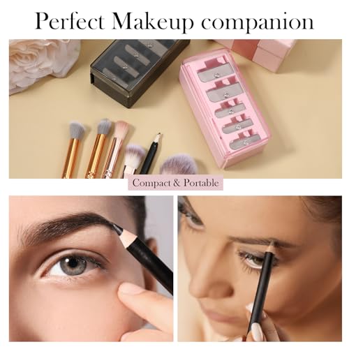 Multi-Function Eye and Lip Pencil Sharpener Set - 2 Pieces, 5 Hole Portable Makeup Tool