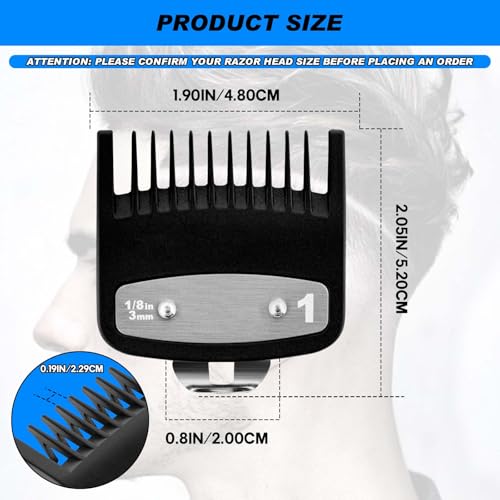 Replacement for Wahl Clipper Guards Set Hair Clipper and Trimmer,Compatible with Wahl 1 Guide Comb Attachment 1/8"(3.0 mm),for Barbers and Stylists,Black-2 Pack