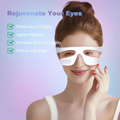 Under Eye Red Light Therapy Device with Massage - 3 Modes for Dark Circles & Eye Fatigue