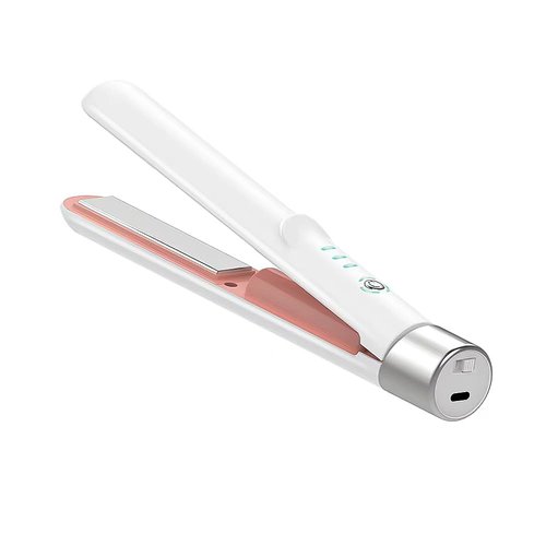 Cordless Hair Straightener and Curler 2 in 1, Fast Heating Ceramic Flat Iron,Rechargeable Portable Hair Straightening Iron for Women, Travel Hair Styler (White)