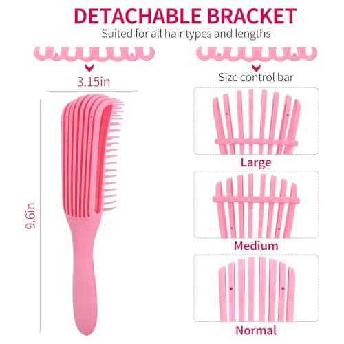 Hair Brush set for Curly, Detangling Hair Brush for Afro America/African Hair Textured 3a to 4c, Detangler Brush for Women Men Kids Styling Defining (Pink)