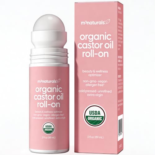 M3 Naturals Organic Castor Oil Roll-On 3 fl oz – Cold-Pressed, Hexane-Free