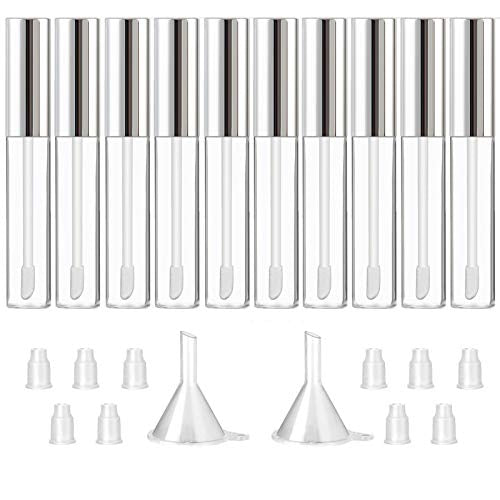 10ML Empty Lip Gloss Containers - 10 Pack Refillable Tubes with Wand