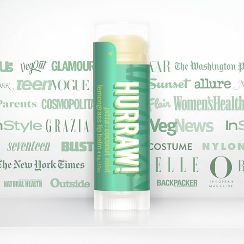 Hurraw! Coconut, Mint, Lemongrass (Pitta) Lip Balm, 2 Pack: Organic, Certified Vegan, Cruelty and Gluten Free. Non-GMO, 100% Natural Ingredients. Bee, Shea, Soy and Palm Free. Made in USA