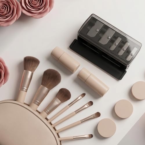 5-Hole Makeup Pencil Sharpener with Lid for Eyeliner, Lip & Brow Pencils